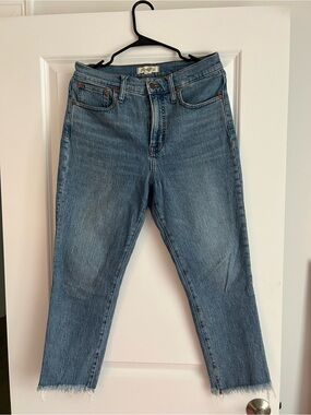 Madewell Light Blue Straight-Leg Jeans with Raw Hem